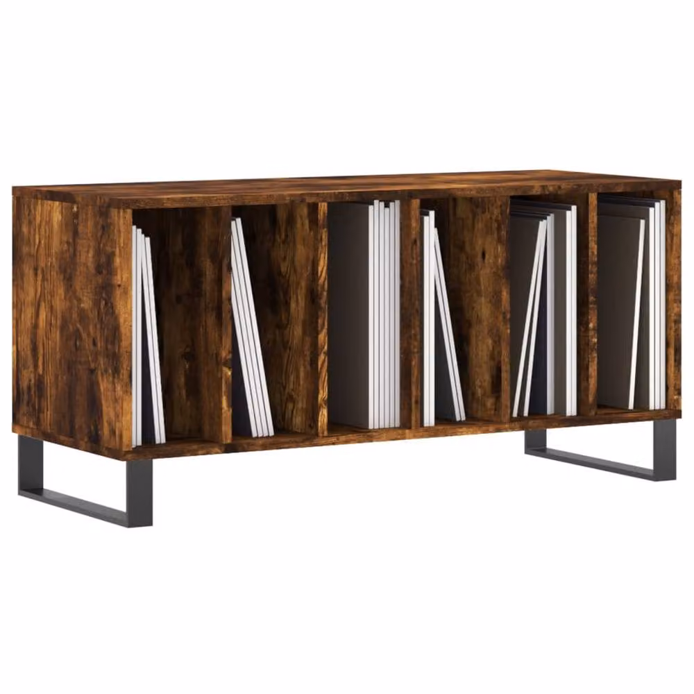 Berkfield Home Record Cabinet in Smoked Oak Brown, W/D/H: 100 x 38 x 48 cm – 3