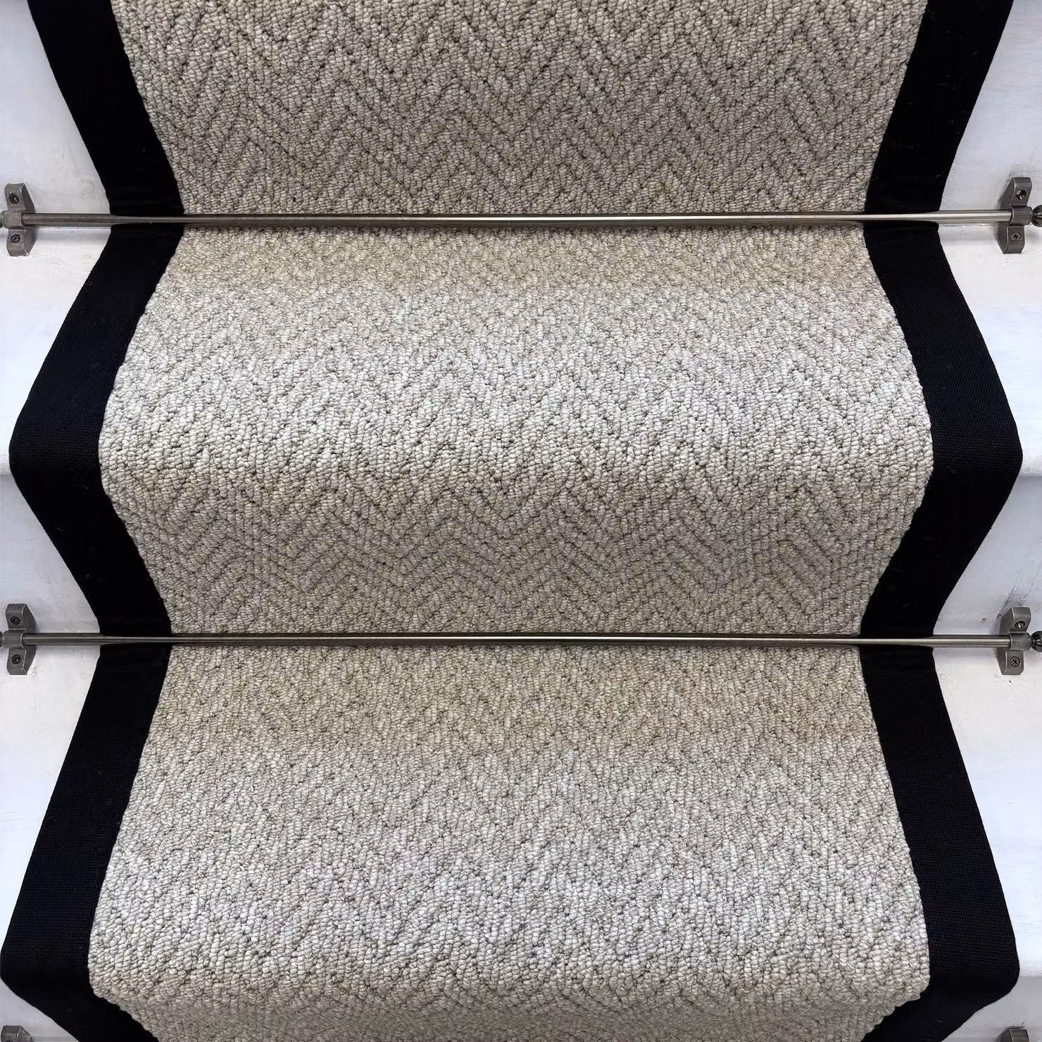 RainbowHome Andes Grey Stair Runner with Black Cotton Border, W: 55 cm x L: 650 cm – 2