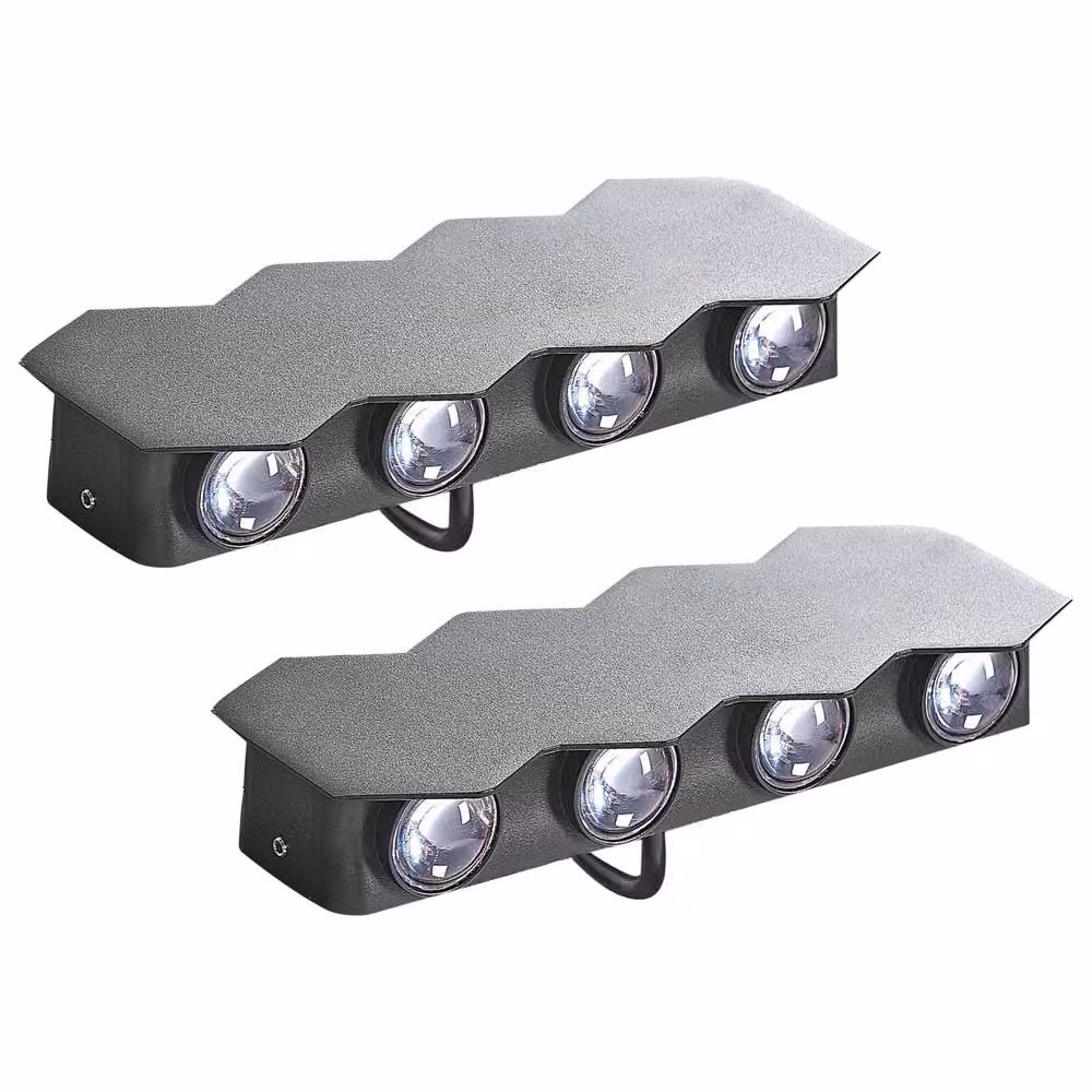 Wyld and Coco Set of 2 Black Aluminium Hexagonal Outdoor Wall Lights – 2