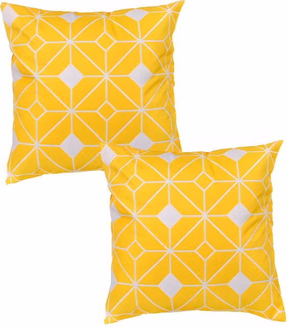 Gardenista Tangiers Yellow Water Resistant Outdoor Printed Square Scatter Cushion, Set of 2