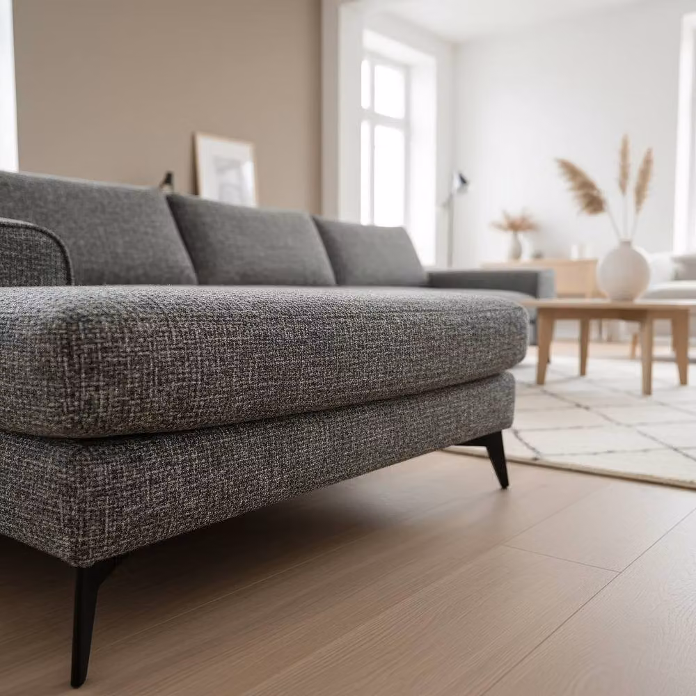 Abakus Direct Venice L-Shaped Chenille Corner Sofa in Grey, Left Facing – 2