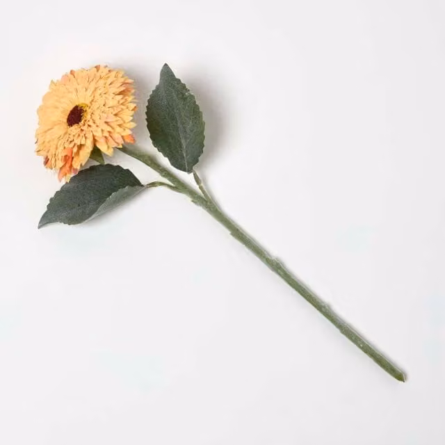Homescapes Artificial Yellow Gerbera Flower Stem, Height: 44 cm