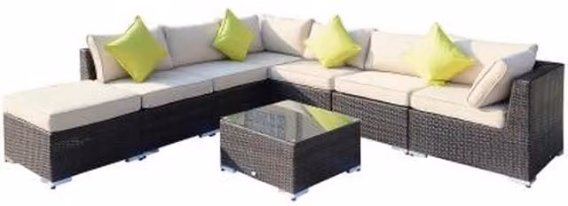 Chilli Furniture Big Easy Rattan Corner Sofa Set in Brown and Grey
