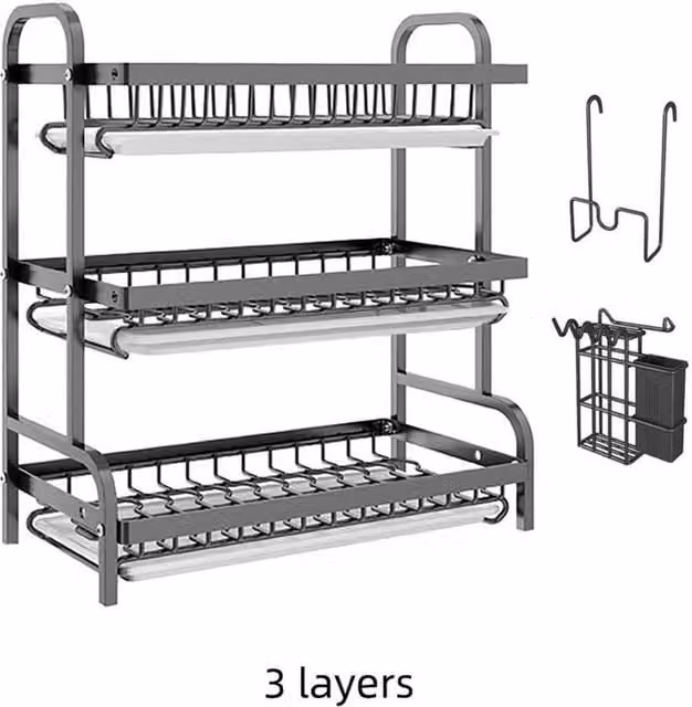 SPETLEK 3 Tier Kitchen Sink Dish Drainer Rack in Black – 1
