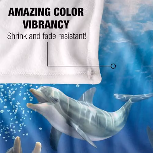 JQ Licensing Royce Mcclure Dolphin Bubbles Silky Touch Super Soft Fleece Throw Blanket, Blue Multicolour, W: 91 cm, D: 147 cm – 4