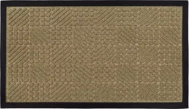 JVL Firth Tile Rubber Backed Doormat, Beige, W: 40 cm, D: 70 cm