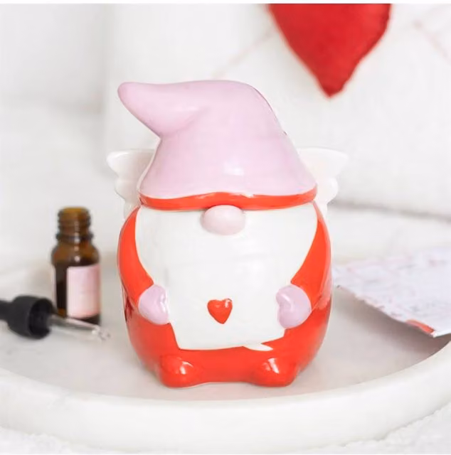 KDMD Cupid Gonk Valentine's Ceramic Oil Burner and Tealight Diffuser in Red