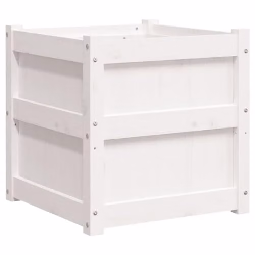 vidaXL White Wooden Garden Planter Tub W/D/H: 50 x 50 x 50 cm – 1