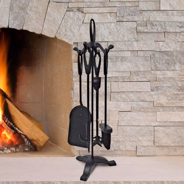 Marco Paul 5pc Cast Iron Fireside Accessory Set in Black – 1