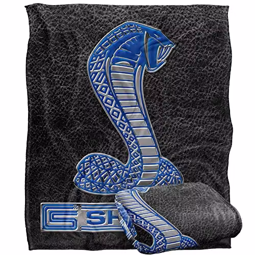 LOGOVISION Shelby Cobra Metal Cobra Super Soft Microfibre Fleece Throw Blanket in White, W/D/H: 152 x 127 cm