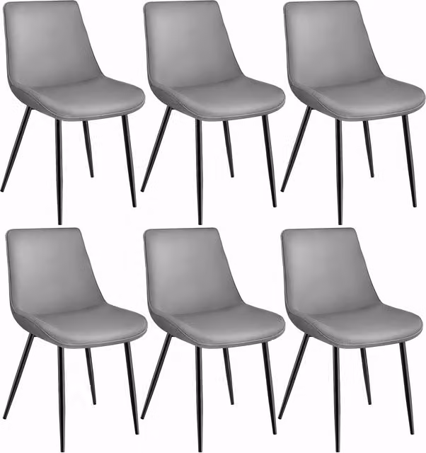 Tectake Monroe Set of 6 Velvet Accent Chairs in Grey