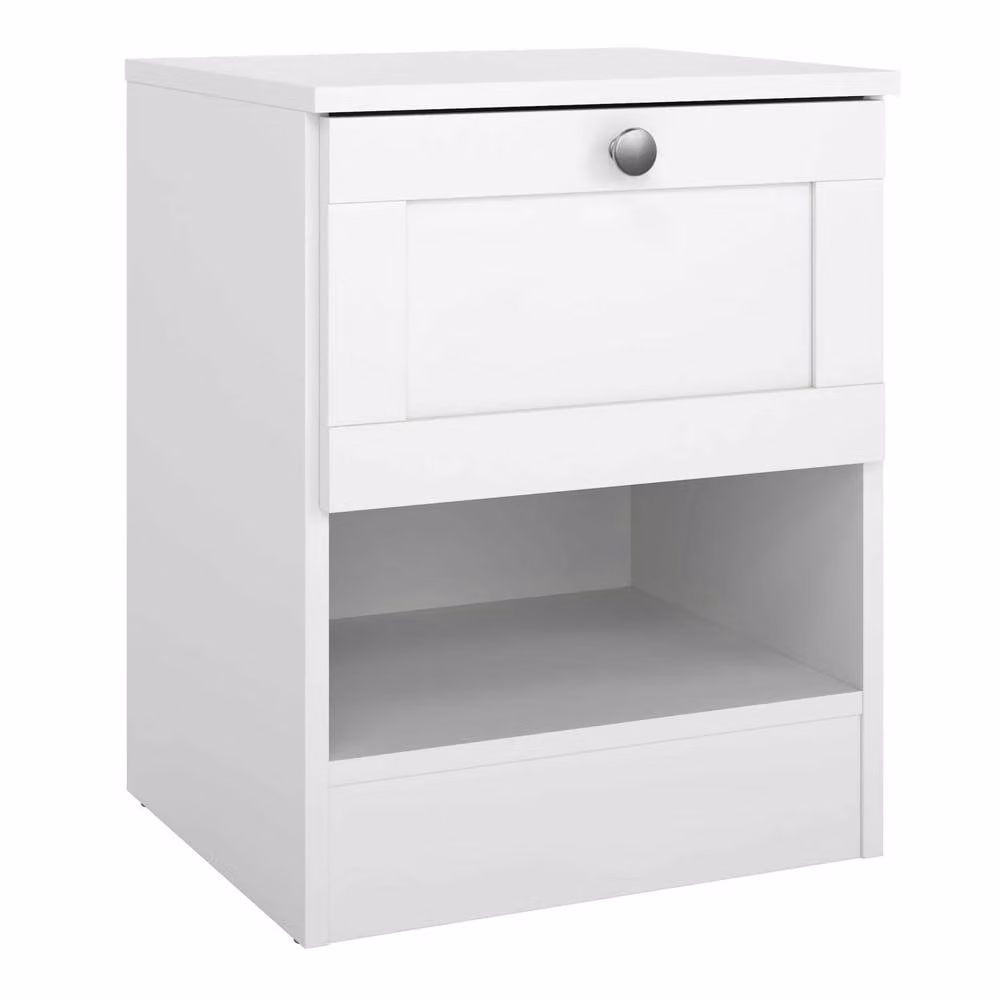 Wyld Haus Cherryfern White Wood Bedside Table with 1 Drawer and 1 Open Shelf – 2