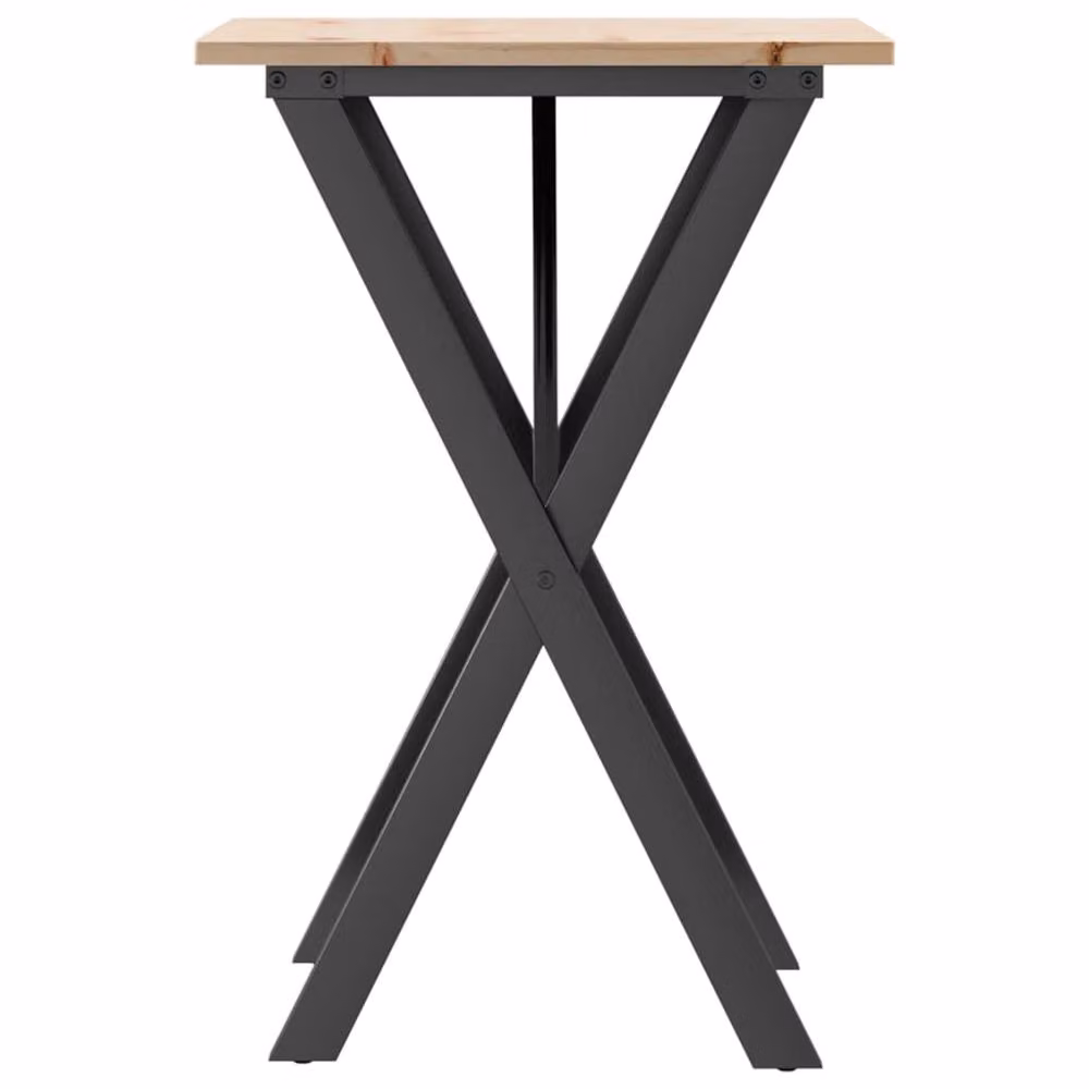 Berkfield Home X-Frame Square Dining Table in Brown Solid Pine and Steel, W/D/H: 50 x 50 x 75 cm – 4