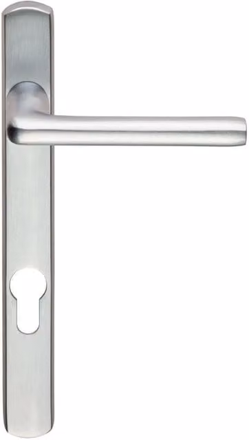 Loops Pair Straight Lever on Narrow Euro Lock Backplate, Satin Chrome, 220 x 26 mm