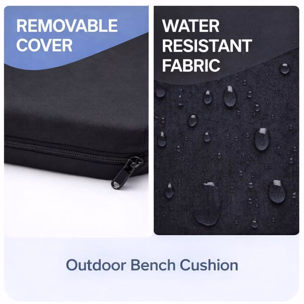 House of Home 4 Seater Outdoor Bench Cushion, Black, Width: 170 cm – 6