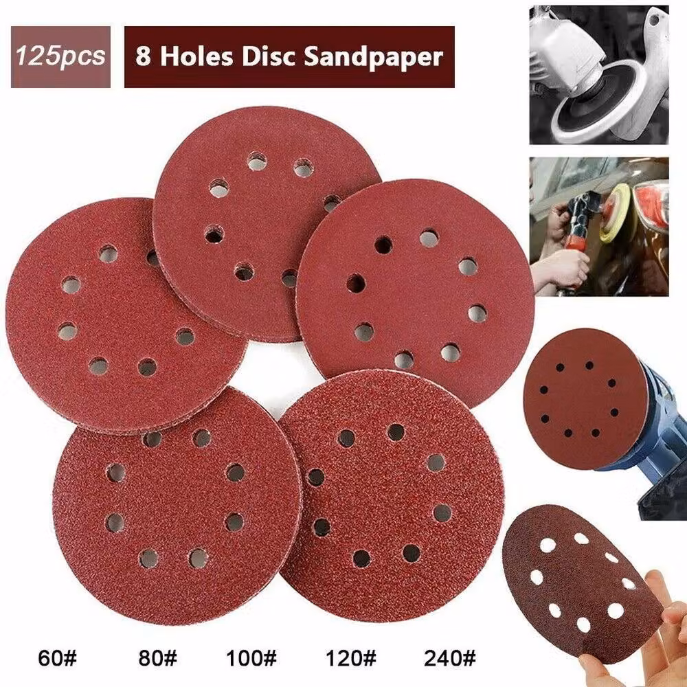 FLAVORA 125 Red Sanding Discs for Random Orbital Sanders, 125mm – 2
