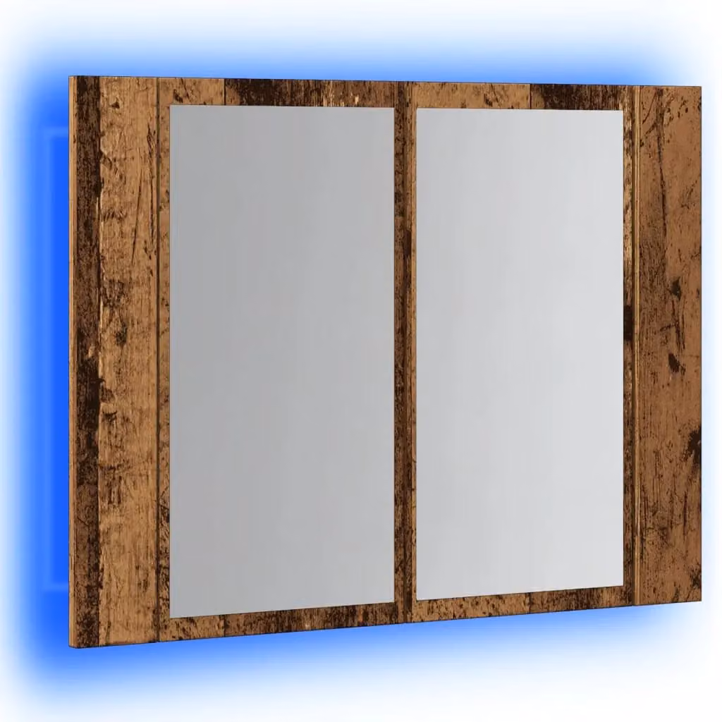 Berkfield Home LED Mirror Cabinet in Brown Old Wood, W/D/H: 60 x 12 x 45 cm – 3