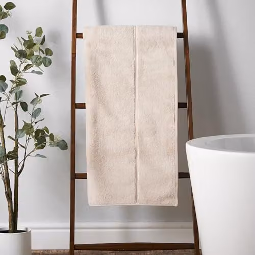 Bianca Zero Twist Satin Stitch Cotton Hand Towel in Sand/Beige, W: 50 cm x H: 90 cm