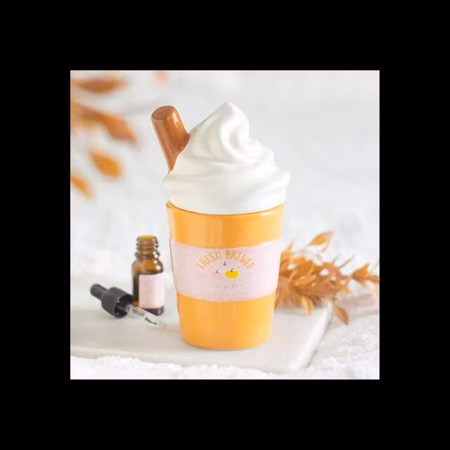 KDMD Pumpkin Spice Latte Ceramic Oil Burner and Wax Warmer in Orange – 1