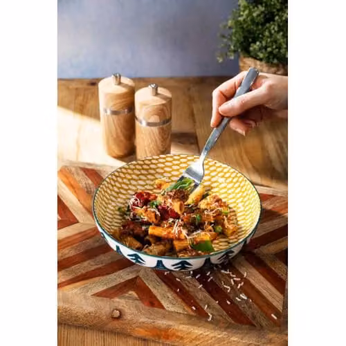 Mikasa Green Leaf Floral Stoneware Pasta Bowl, Multicolour, 21 cm – 2