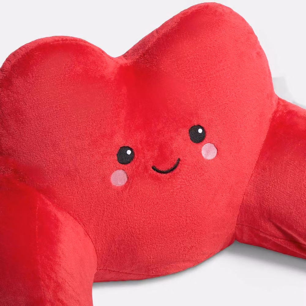 OHS Heart Cuddle Cushion in Red, Soft Teddy Fleece Reading Pillow for Adults, W/D/H: 73 x 49 x 38 cm – 4