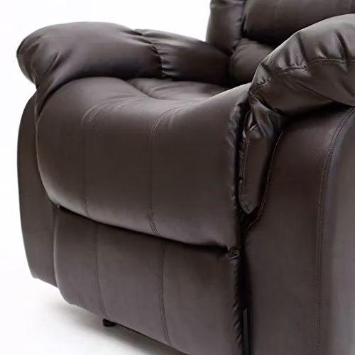 More4Homes Seattle High Back Bonded Leather 1 Seater Recliner Armchair, Brown – 4