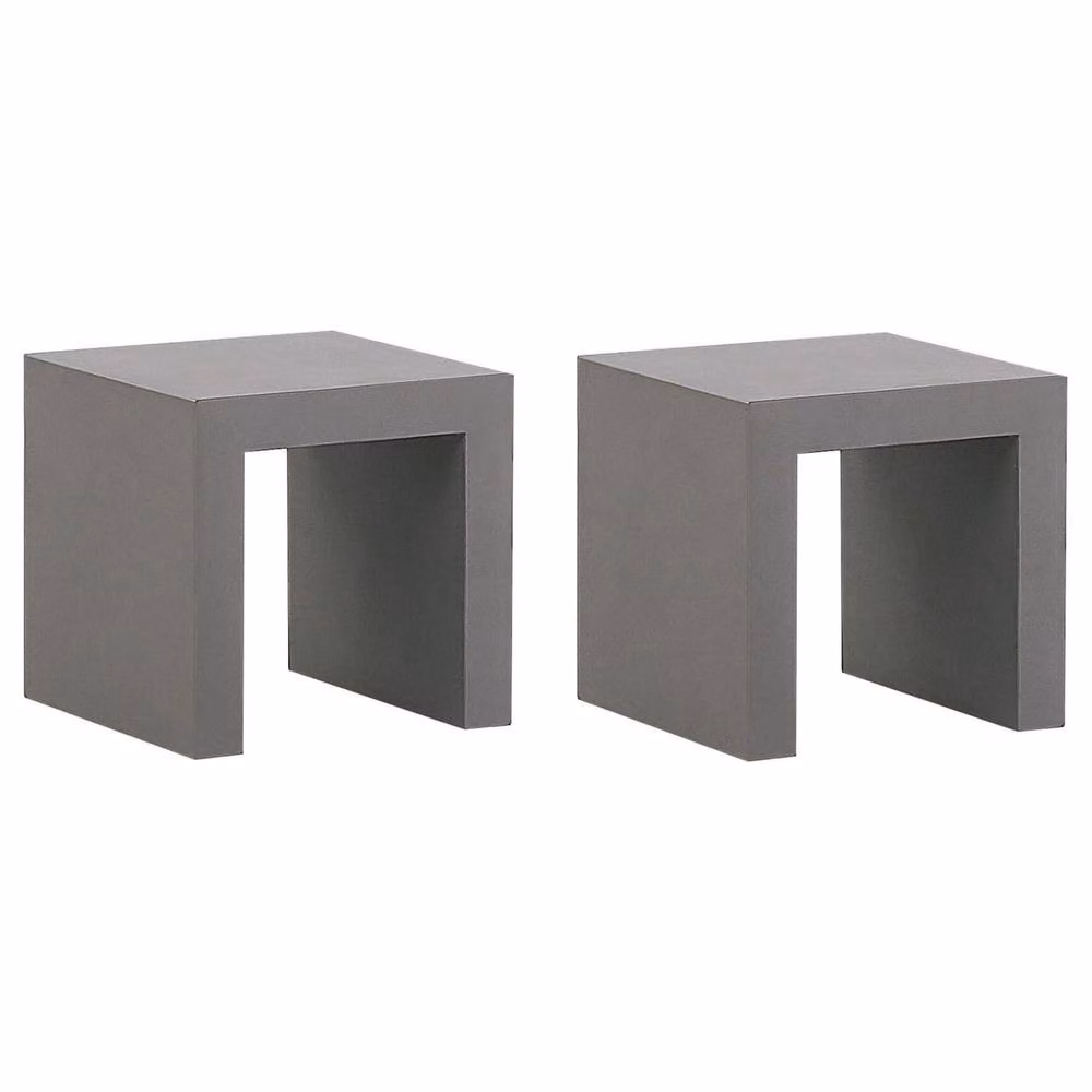 Wyld and Coco Set of 2 Grey Concrete and Metal Industrial Garden Stools – 2