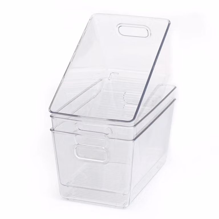 LIVIVO Set of 3 Transparent Plastic Stackable Storage Organisers, W: 25.7 cm, D: 15.3 cm, H: 13.5 cm