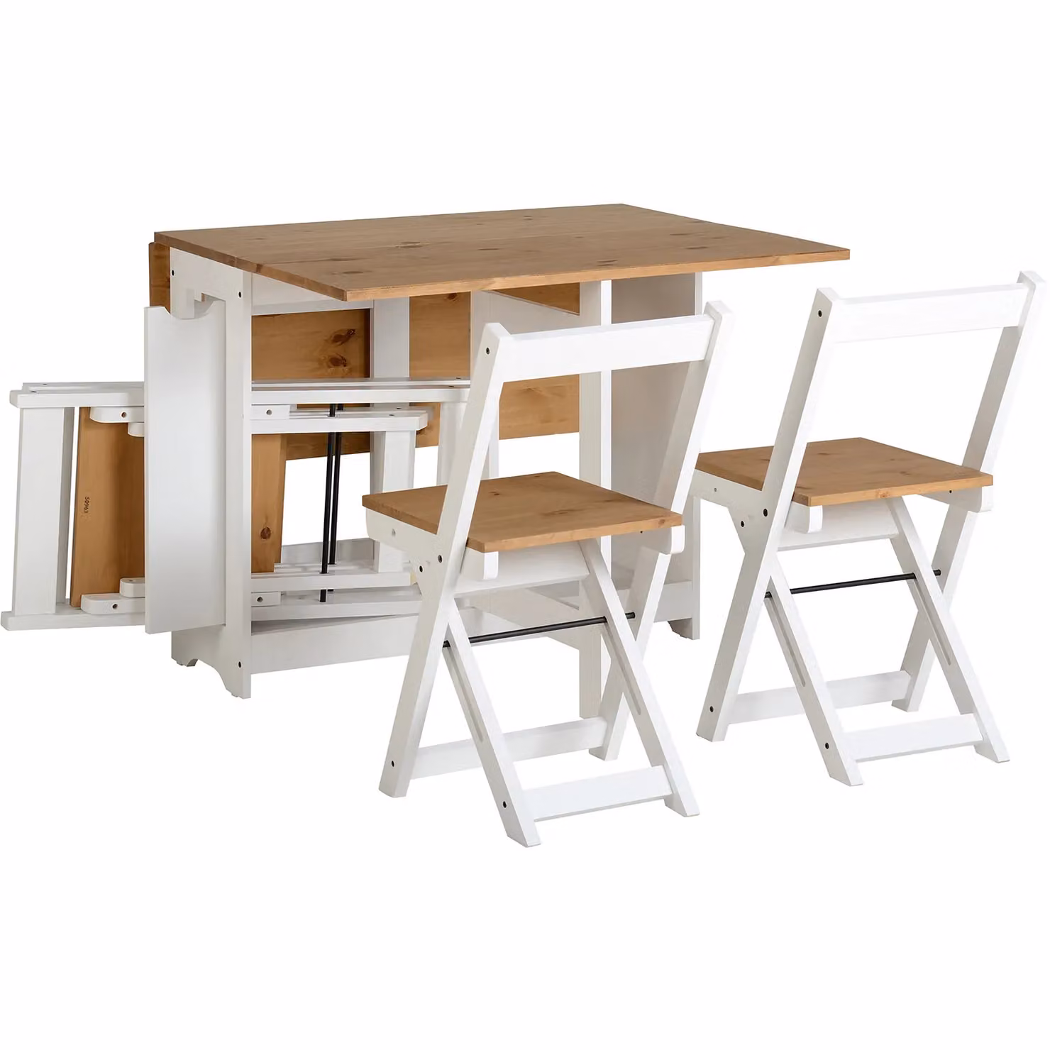 Seconique Santos Butterfly White and Pine Extendable Dining Table and 4 Chairs Set – 3