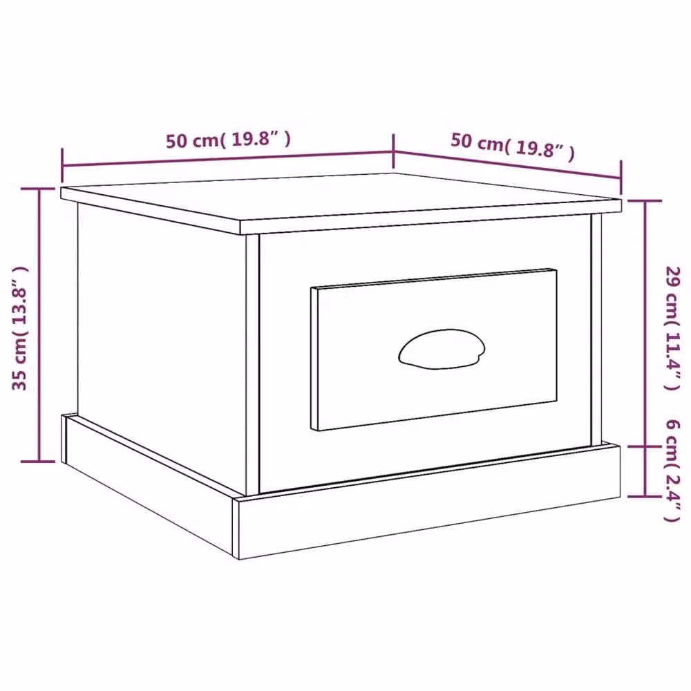 Berkfield Home Smoked Oak Coffee Table in Brown, W/D/H: 50 x 50 x 35 cm – 4