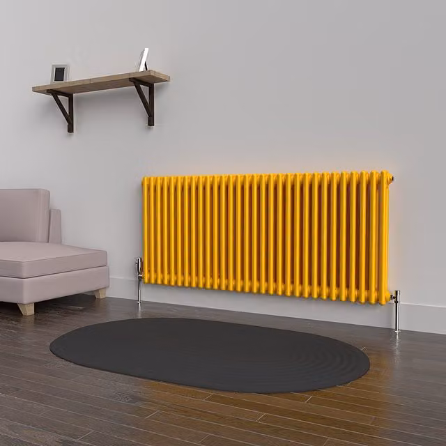 Lux Heat Horizontal Column Radiator in Sunflower Yellow, W/H: 60.0 x 137.0 cm