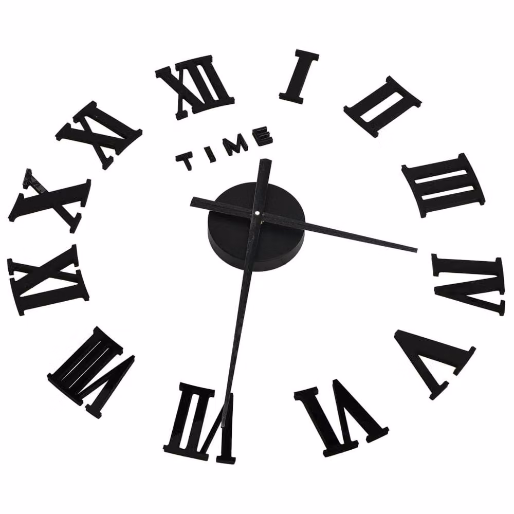Berkfield Home Modern Geometric 3D Analog Wall Clock in Black, Diameter: 100 cm – 3