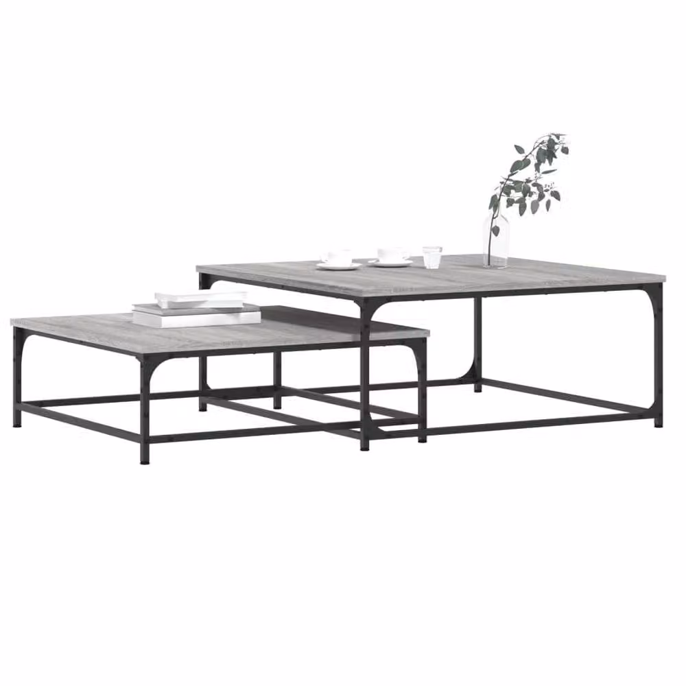 Berkfield Home Nesting Coffee Tables, 2 Piece Set in Grey Sonoma Engineered Wood – 3