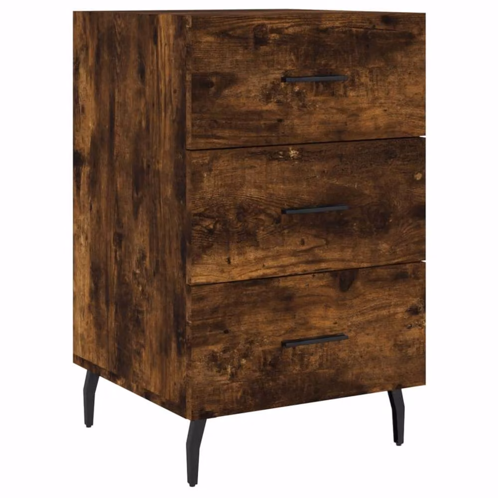 Berkfield Home Modern Bedside Cabinet in Smoked Oak Brown, W/D/H: 40 x 40 x 66 cm – 3