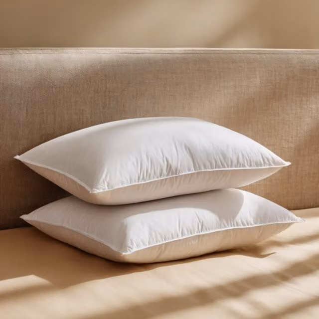 MHG Living Pack of 2 White Duck Feather Pillows with T220 Down Proof Cotton Covers