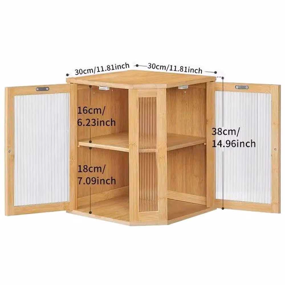KORVIXA 2-Layer Bamboo Bread Box with Door in Brown – 2