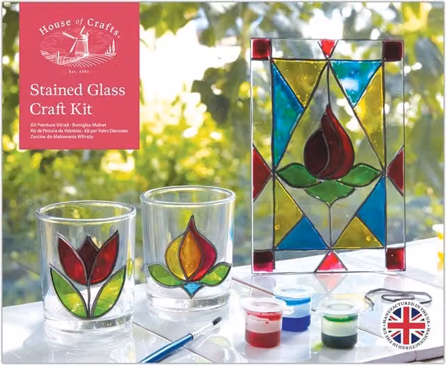 House of Crafts Stained Glass Craft Kit in Multicolour and Red