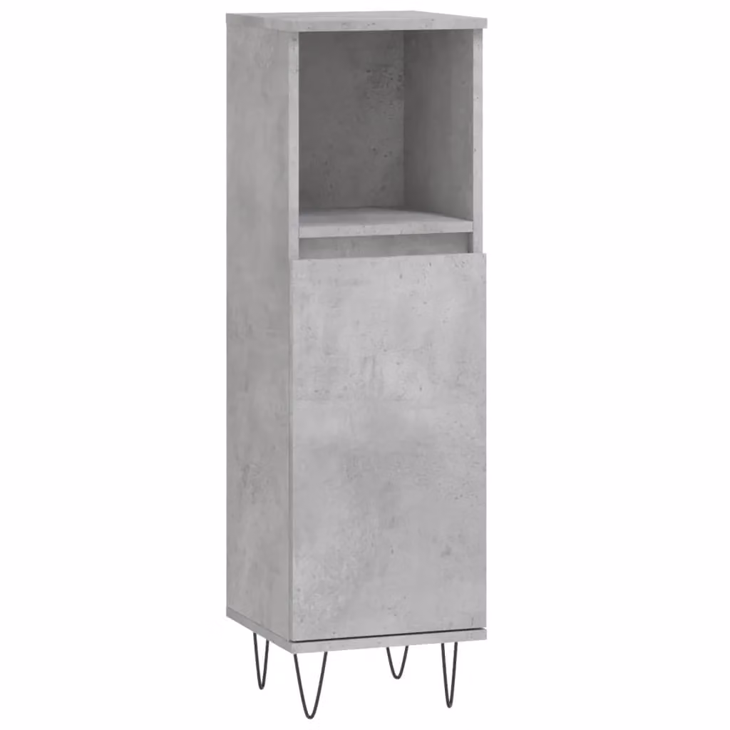 Berkfield Home Concrete Grey Bathroom Cabinet with Hinged Doors and Open Shelf, W/D/H: 30 x 30 x 100 cm – 2