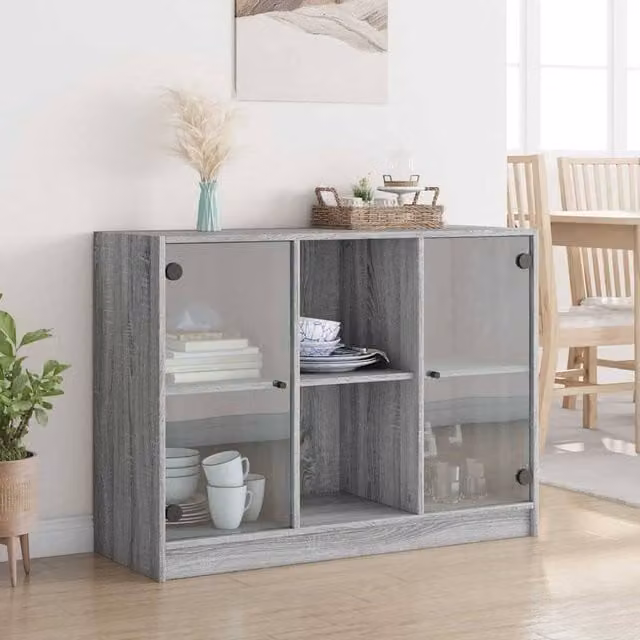 Berkfield Home Grey Sonoma Modern Sideboard, W/D/H: 102 x 37 x 75.5 cm