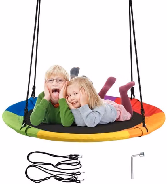Costway Height Adjustable Multi-Coloured Metal and Foam Swing