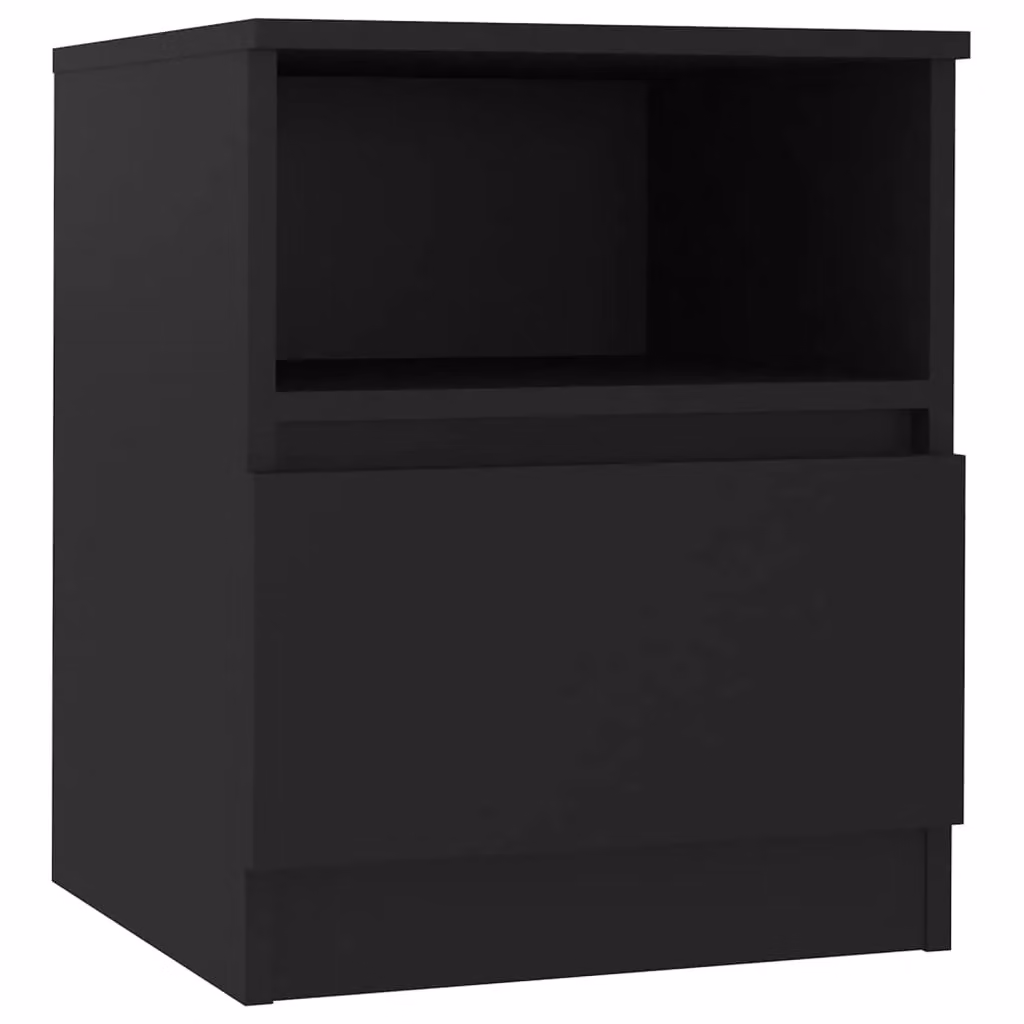 Berkfield Home Set of 2 Black Bedside Cabinets in Engineered Wood W/D/H: 40 x 40 x 50 cm – 3