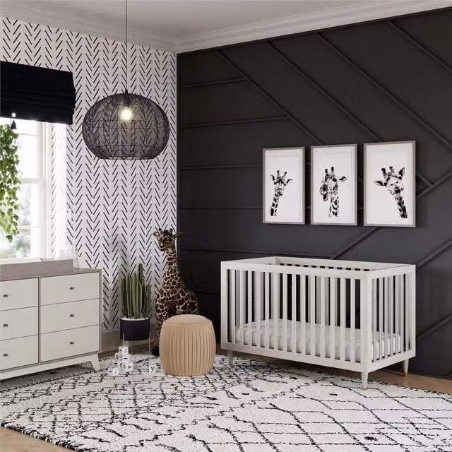 Little Seeds Rowan Valley Flint 3 in 1 Crib with Rail, Grey, Solid Wood