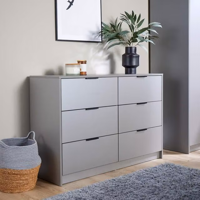 Home Source 6 Drawer Bedroom Clothing Storage Chest in Grey – 1