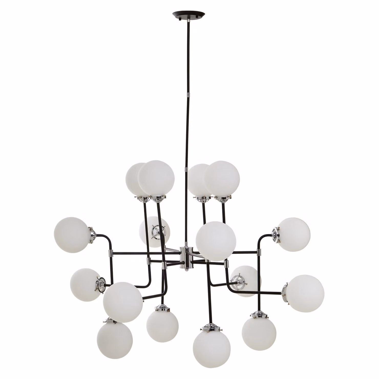 Orsina 16 Arm Modern Spherical Glass Pendant Light in Black, Chrome and White – 2