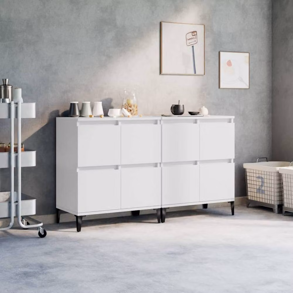 Berkfield Home Set of 2 Classic White Wall Mounted Sideboards in MDF, W/D/H: 60 x 35 x 70 cm – 2