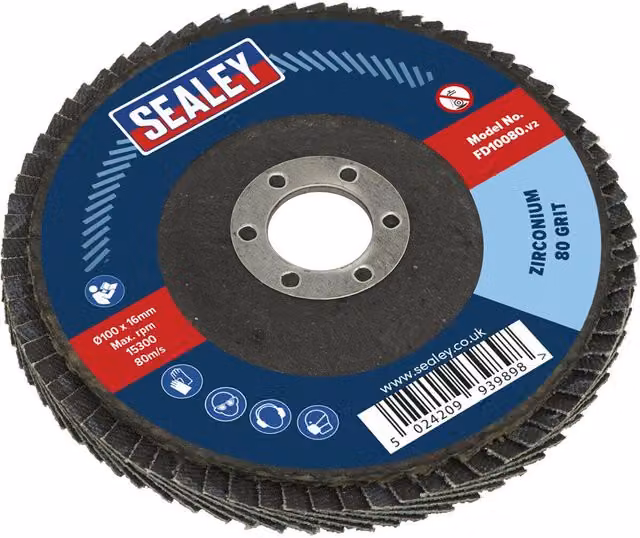 Loops 100mm Zirconium Flap Disc with 16mm Bore, Depressed Centre, 80 Grit – 1