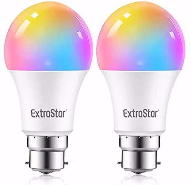 ExtraStar A60 Smart LED WiFi RGB Bulb in White and Multicolour, Compatible with Amazon Alexa and Google Assistant