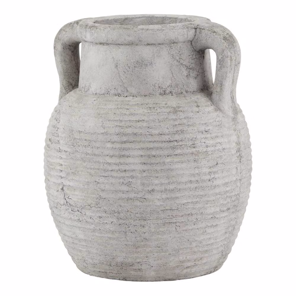 Wyld Haus Meadowhaze Stoneware Amphora Vase in Soft Grey with Handles, H 27.0 cm x W 23.0 cm x D 23.0 cm – 2
