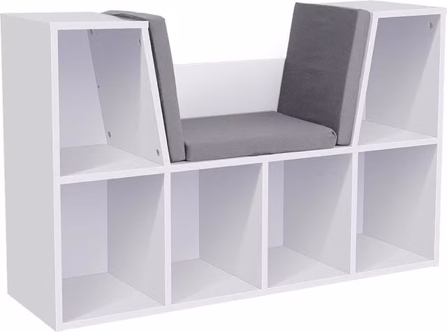 Kidkid Cozy Bookcase with Reading Nook for Children in White