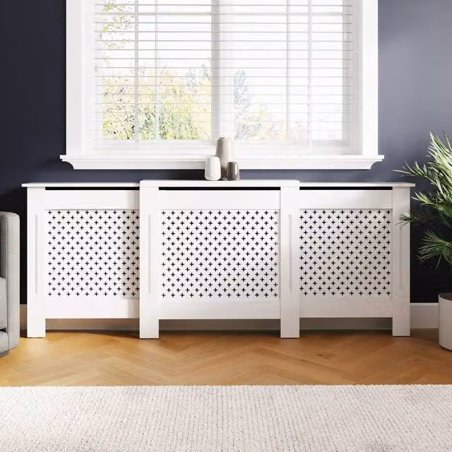 GFW Heidi Adjustable Geometric Radiator Cover in Matt White